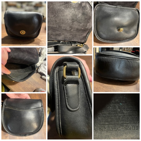 Coach Black Leather Crossbody Saddle Bag with Gold Turnlock - Picture 2 of 9